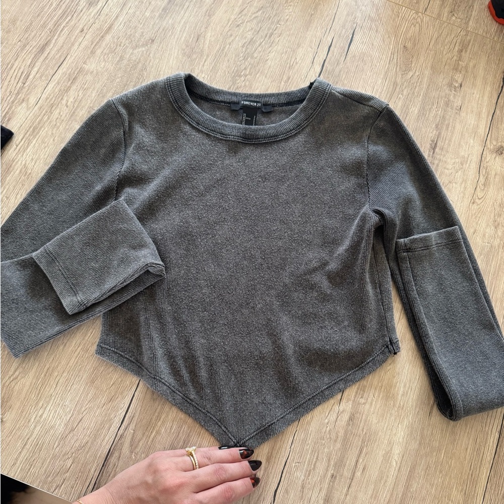 Gray Long Sleeve Top